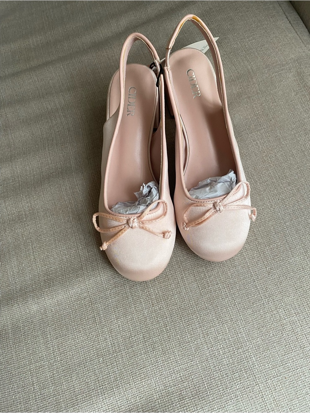 Cider Blush Pink Slingback Heels with Bow Accent